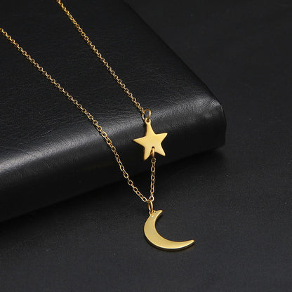 Collier acier inoxydable avec pendentif Lune et Etoile