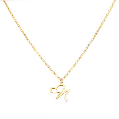 Collier en acier inoxydable avec pendentif lettre d'amour