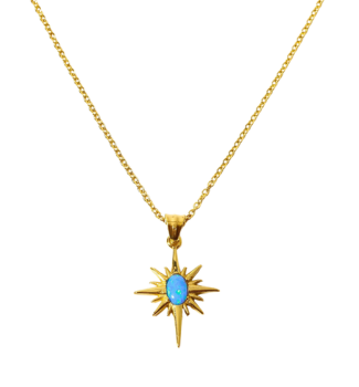 Collier En Acier Inoxydable, Pendentif Etoile Avec Gemme Naturelle
