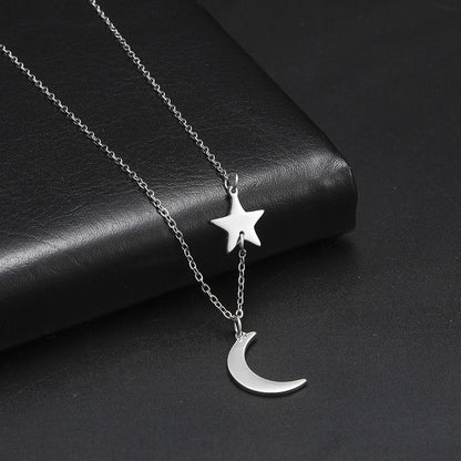Collier acier inoxydable avec pendentif Lune et Etoile