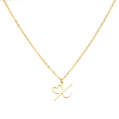 Collier en acier inoxydable avec pendentif lettre d'amour