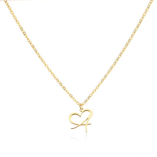 Collier en acier inoxydable avec pendentif lettre d'amour