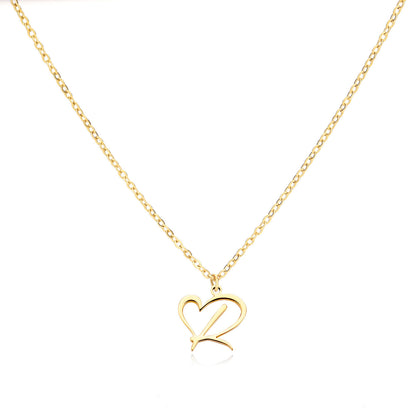 Collier en acier inoxydable avec pendentif lettre d'amour