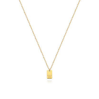 Collier en acier inoxydable avec pendentif étiquette simple à 26 lettres.