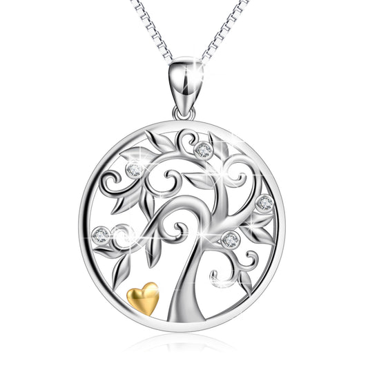 Collier Arbre de Vie en Argent avec Zircon Micro-Incrusté