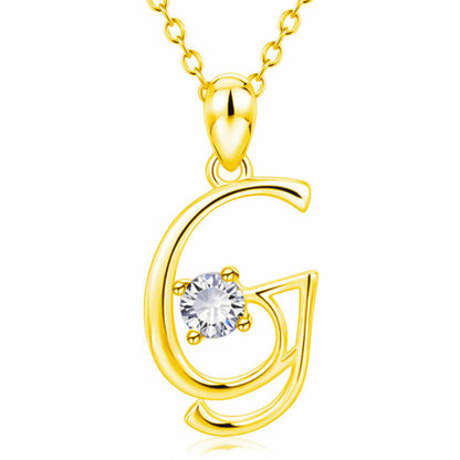 Collier avec initiale en or et strass tendance
