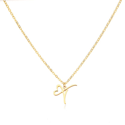 Collier en acier inoxydable avec pendentif lettre d'amour