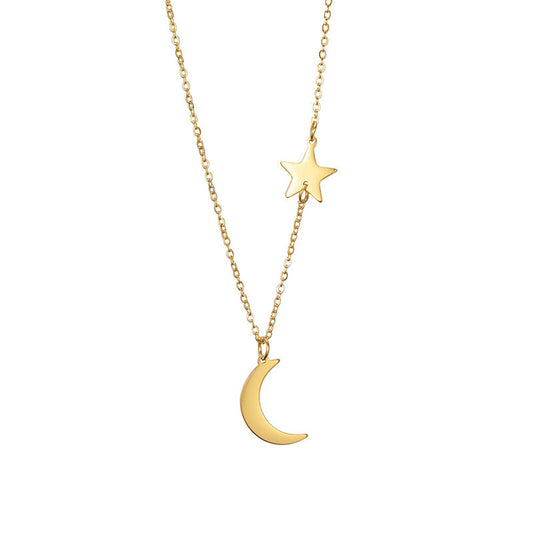 Collier acier inoxydable avec pendentif Lune et Etoile