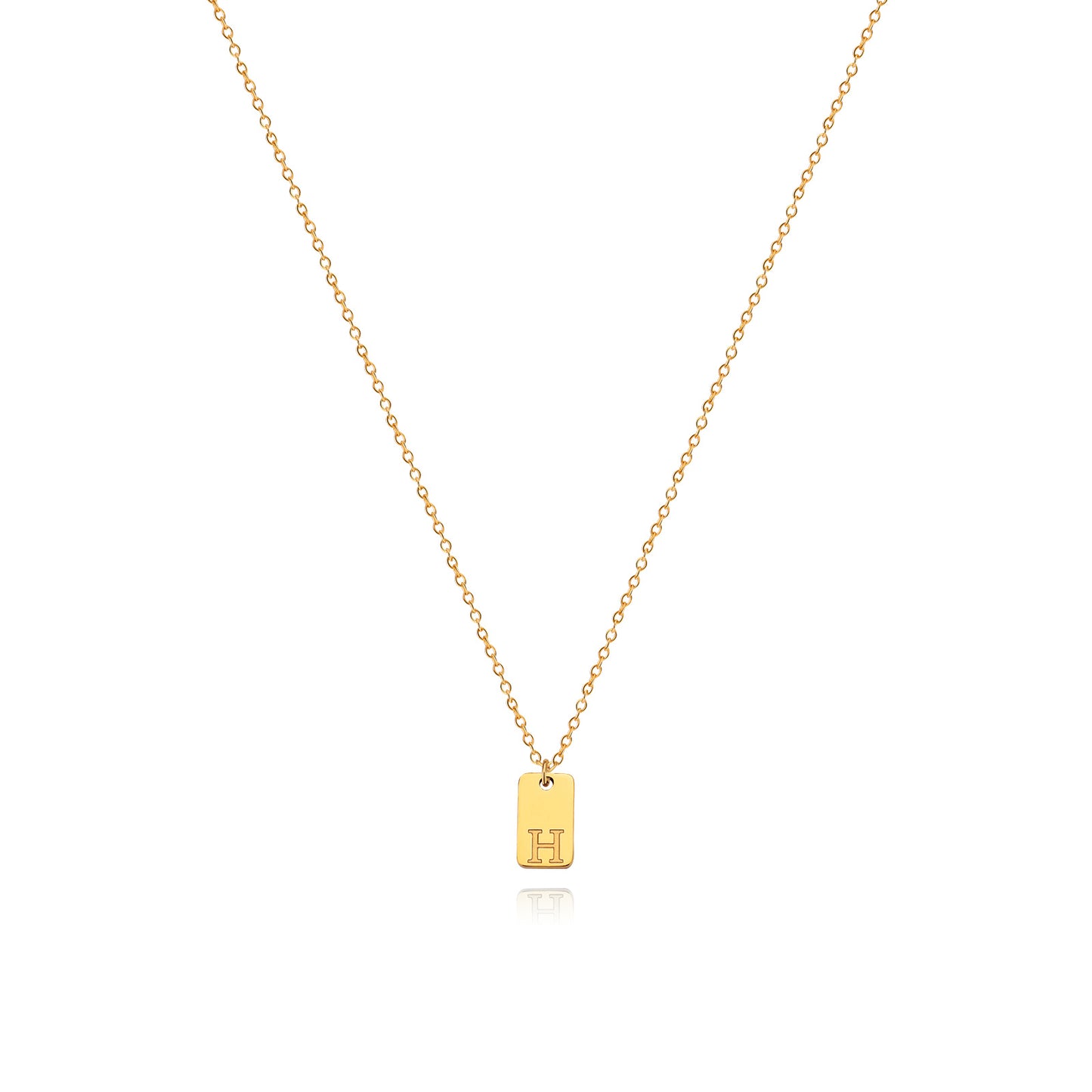 Collier en acier inoxydable avec pendentif étiquette simple à 26 lettres.