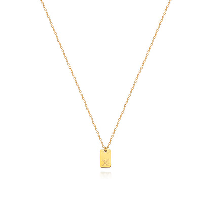 Collier en acier inoxydable avec pendentif étiquette simple à 26 lettres.