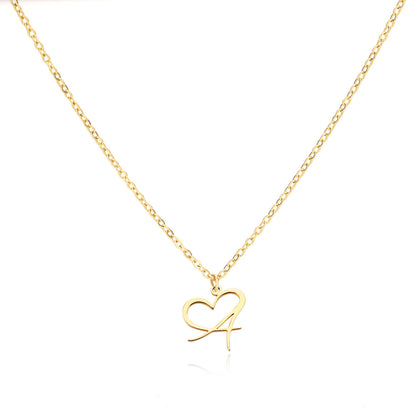 Collier en acier inoxydable avec pendentif lettre d'amour