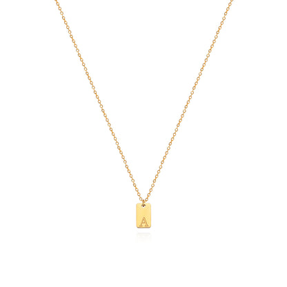 Collier en acier inoxydable avec pendentif étiquette simple à 26 lettres.