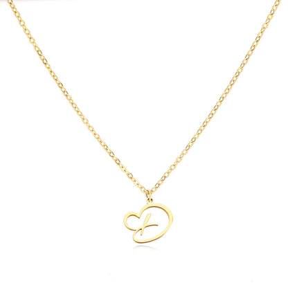 Collier en acier inoxydable avec pendentif lettre d'amour