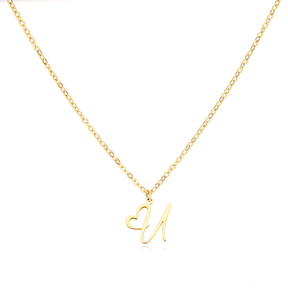 Collier en acier inoxydable avec pendentif lettre d'amour
