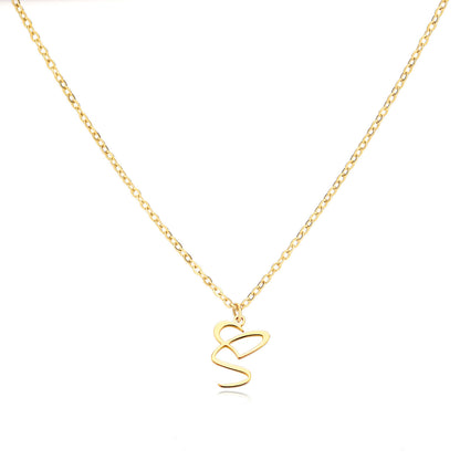 Collier en acier inoxydable avec pendentif lettre d'amour