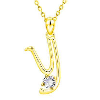 Collier avec initiale en or et strass tendance
