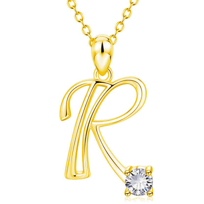 Collier avec initiale en or et strass tendance