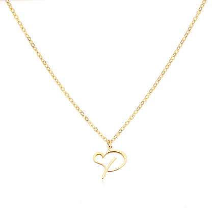 Collier en acier inoxydable avec pendentif lettre d'amour