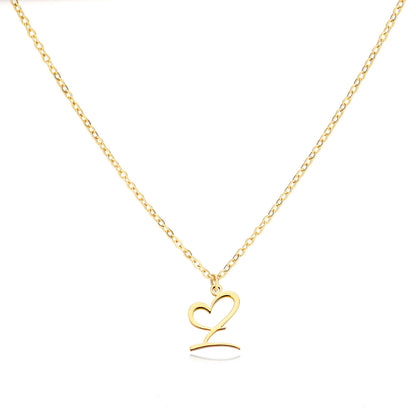 Collier en acier inoxydable avec pendentif lettre d'amour
