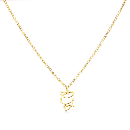 Collier en acier inoxydable avec pendentif lettre d'amour