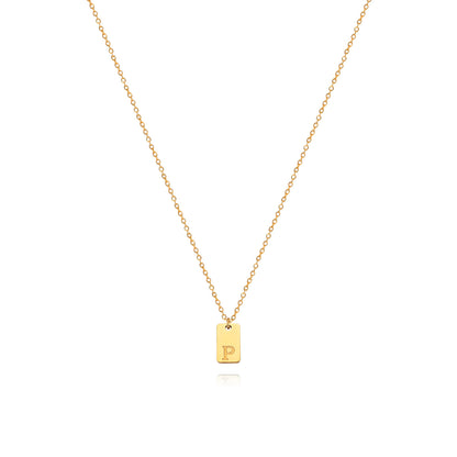 Collier en acier inoxydable avec pendentif étiquette simple à 26 lettres.