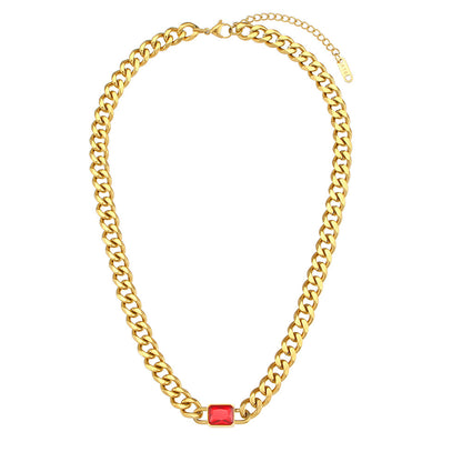 Collier Vintage en Acier Inoxydable avec Pendentif Carré en Zircon