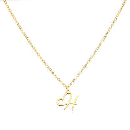 Collier en acier inoxydable avec pendentif lettre d'amour