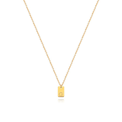 Collier en acier inoxydable avec pendentif étiquette simple à 26 lettres.