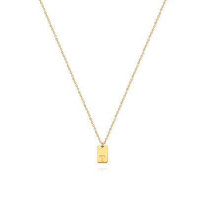 Collier en acier inoxydable avec pendentif étiquette simple à 26 lettres.