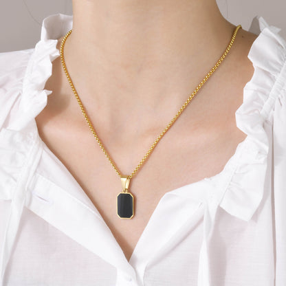 Collier en acier inoxydable, pendentif époxy