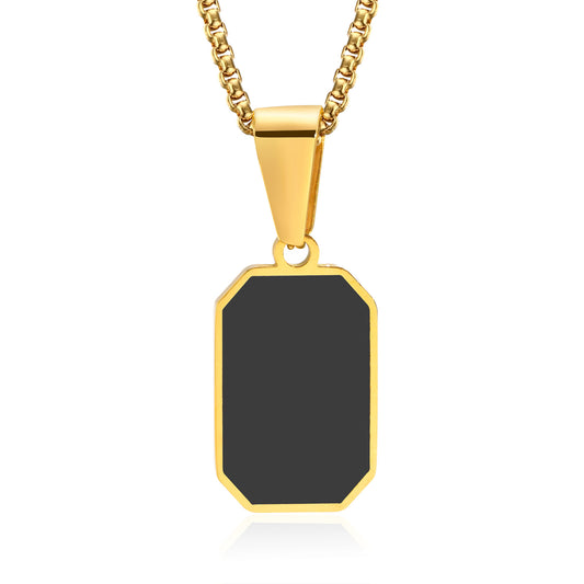 Collier en acier inoxydable, pendentif époxy