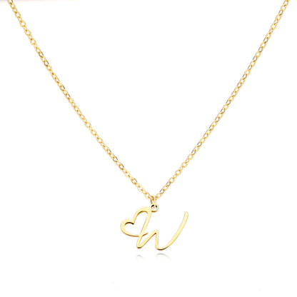 Collier en acier inoxydable avec pendentif lettre d'amour