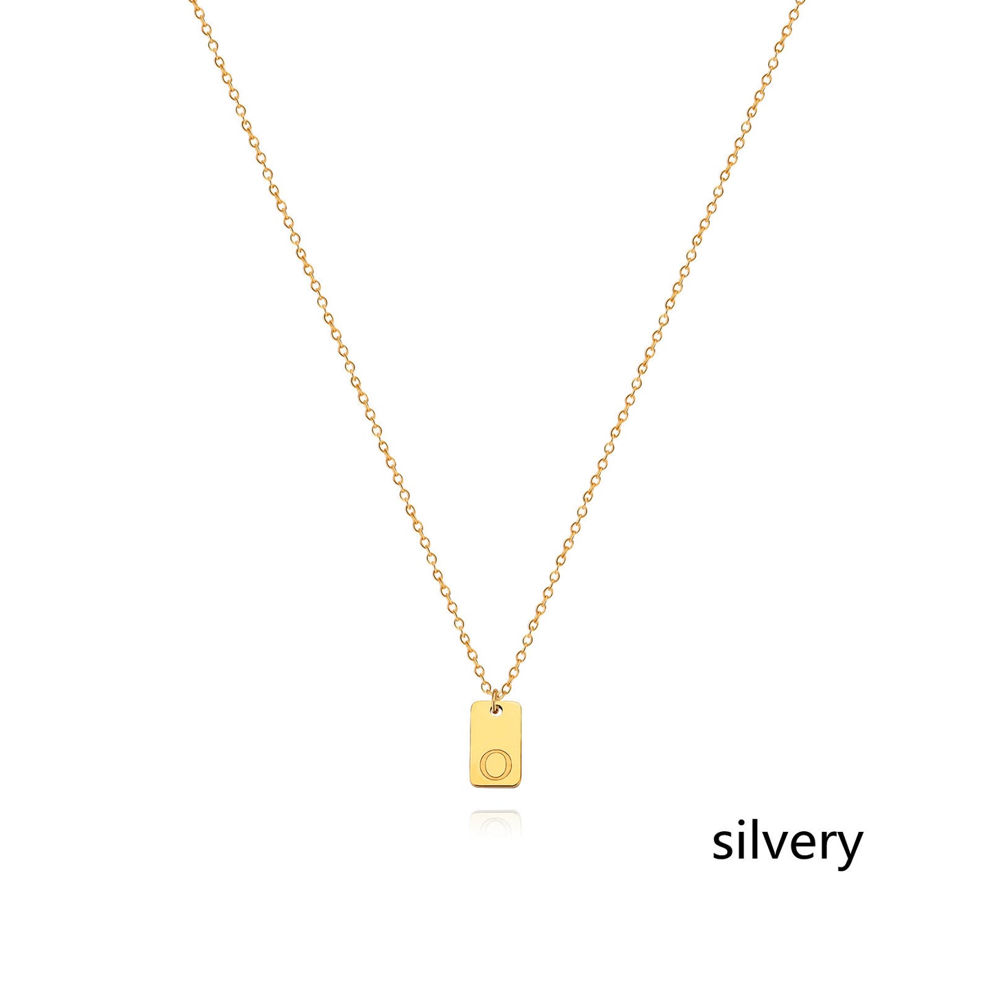 Collier en acier inoxydable avec pendentif étiquette simple à 26 lettres.