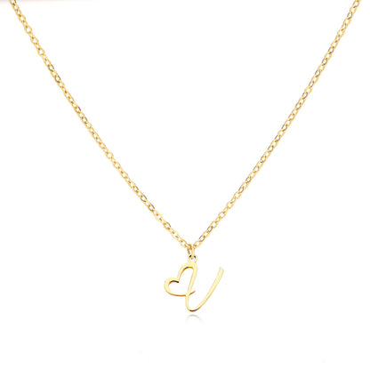 Collier en acier inoxydable avec pendentif lettre d'amour