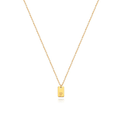 Collier en acier inoxydable avec pendentif étiquette simple à 26 lettres.