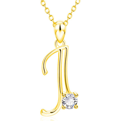 Collier avec initiale en or et strass tendance