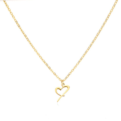 Collier en acier inoxydable avec pendentif lettre d'amour
