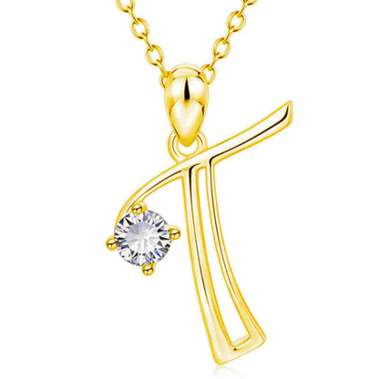 Collier avec initiale en or et strass tendance