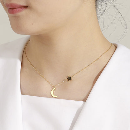 Collier acier inoxydable avec pendentif Lune et Etoile