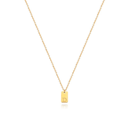Collier en acier inoxydable avec pendentif étiquette simple à 26 lettres.